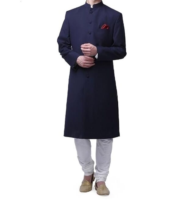Royal Kurta Men's Viscose Blend Solid Nehru Sherwani