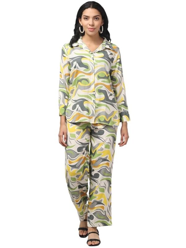 ZUVINO Cord Set For Women In Cotton || Stylish Co Ord Set For Women || Relaxed Fit Shirt & Wide-Leg Pants || Soft & Breathable.