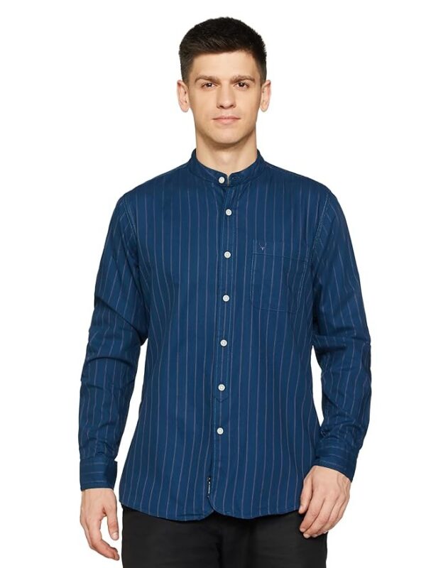Allen Solly Men's Regular Fit Mandarin Collar Casual Shirt