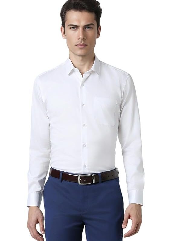 Peter England Men's Satin Solid Regular Fit Shirt Cotton with Satin Sheen | Luxury