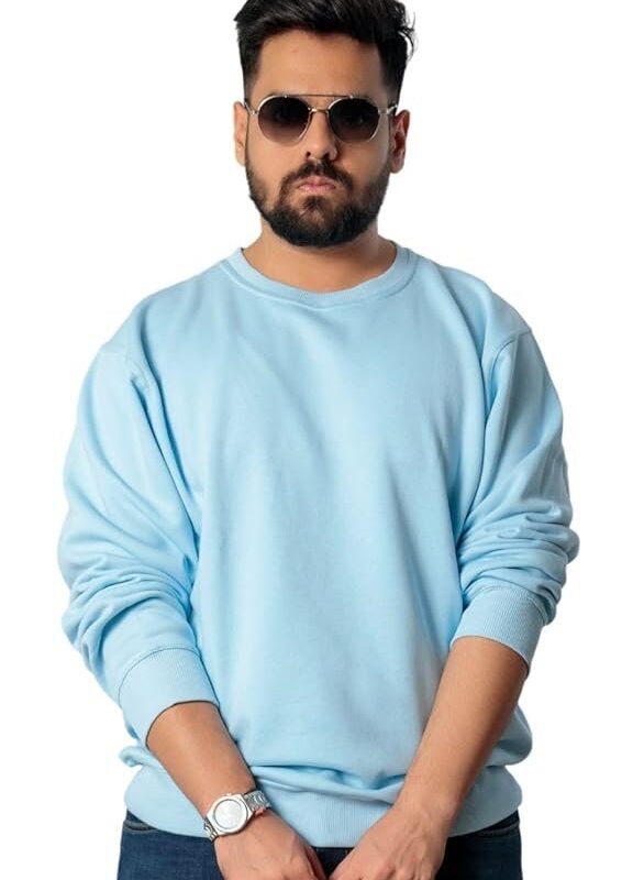 Todo BASIQUE Mens Cotton Ribbed Round Neck Full Sleeve Sweatshirt | Baggy Crew