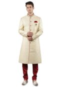Manish Creations Men's Slim fit Floral Embroidery Ethnic Sherwani Set