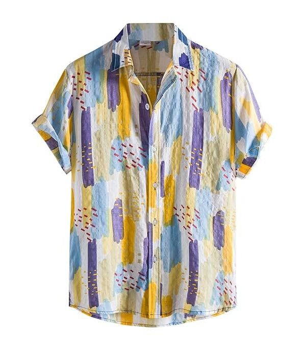 ZAFONI Tropical Shirt, Men's Summer Shirts Colorful Printed Shirts Short Sleeves Casual Button-Up Shirts Men's
