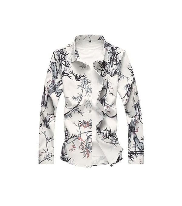 ZAFONI Men Shirts, Plus Size Men Shirt Autumn Printing Long Sleeve Shirts Mens Clothes Casual Shirts Men