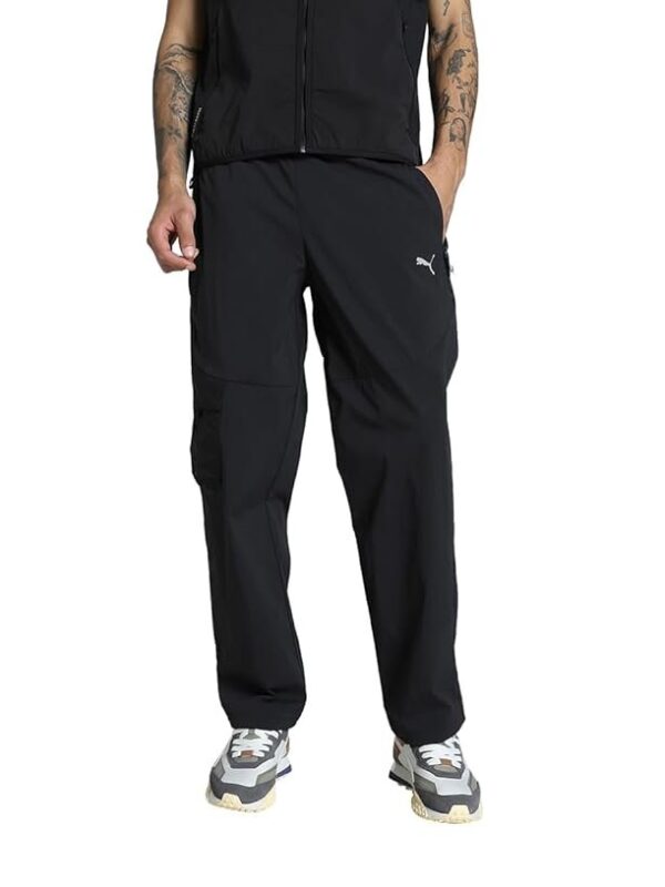 Puma Men Mid Rise, Relaxed Cargo Pants, Black, XL,